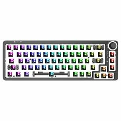Homoo KF068 68keys Gaming Mechanical Keyboard Customized Kit Hot-Swappable 3 Modes Built-in 2400mAh Lithium Battery Compatible 3/5 Pins Switches - Black