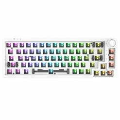 Homoo KF068 68keys Gaming Mechanical Keyboard Customized Kit Hot-Swappable 3 Modes Built-in 2400mAh Lithium Battery Compatible 3/5 Pins Switches - White