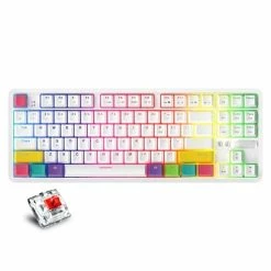 AJAZZ K870T RGB Mechanical Keyboard 87 Keys Wireless Bluetooth + Type-C Wired Dual Mode Mechanical Switch Gaming Keyboard - Red Switch