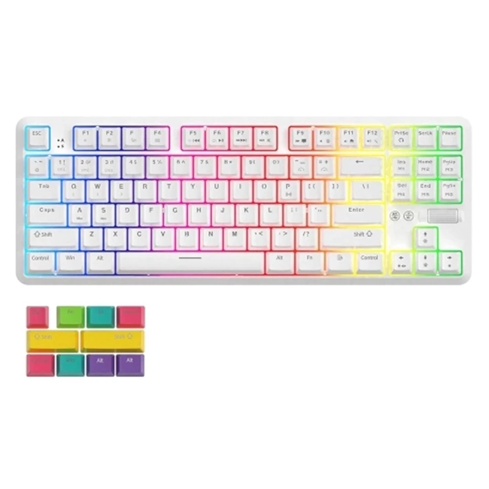 AJAZZ K870T RGB Mechanical Keyboard 87 Keys Wireless Bluetooth + Type-C Wired Dual Mode Mechanical Switch Gaming Keyboard - Red Switch - Image 3