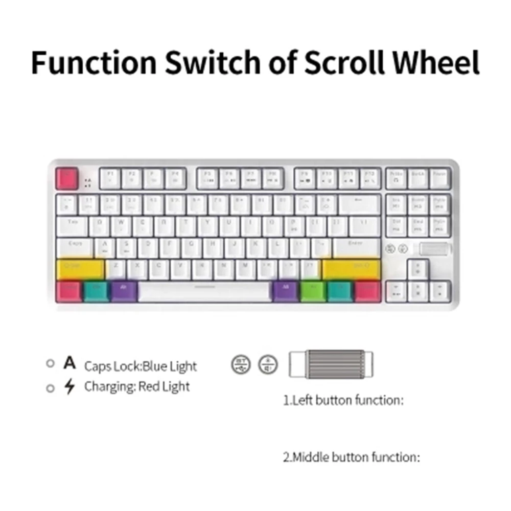 AJAZZ K870T RGB Mechanical Keyboard 87 Keys Wireless Bluetooth + Type-C Wired Dual Mode Mechanical Switch Gaming Keyboard - Red Switch - Image 5