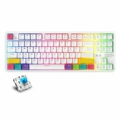 AJAZZ K870T RGB Mechanical Keyboard 87 Keys Wireless Bluetooth + Type-C Wired Dual Mode Mechanical Switch Gaming Keyboard - Blue Switch