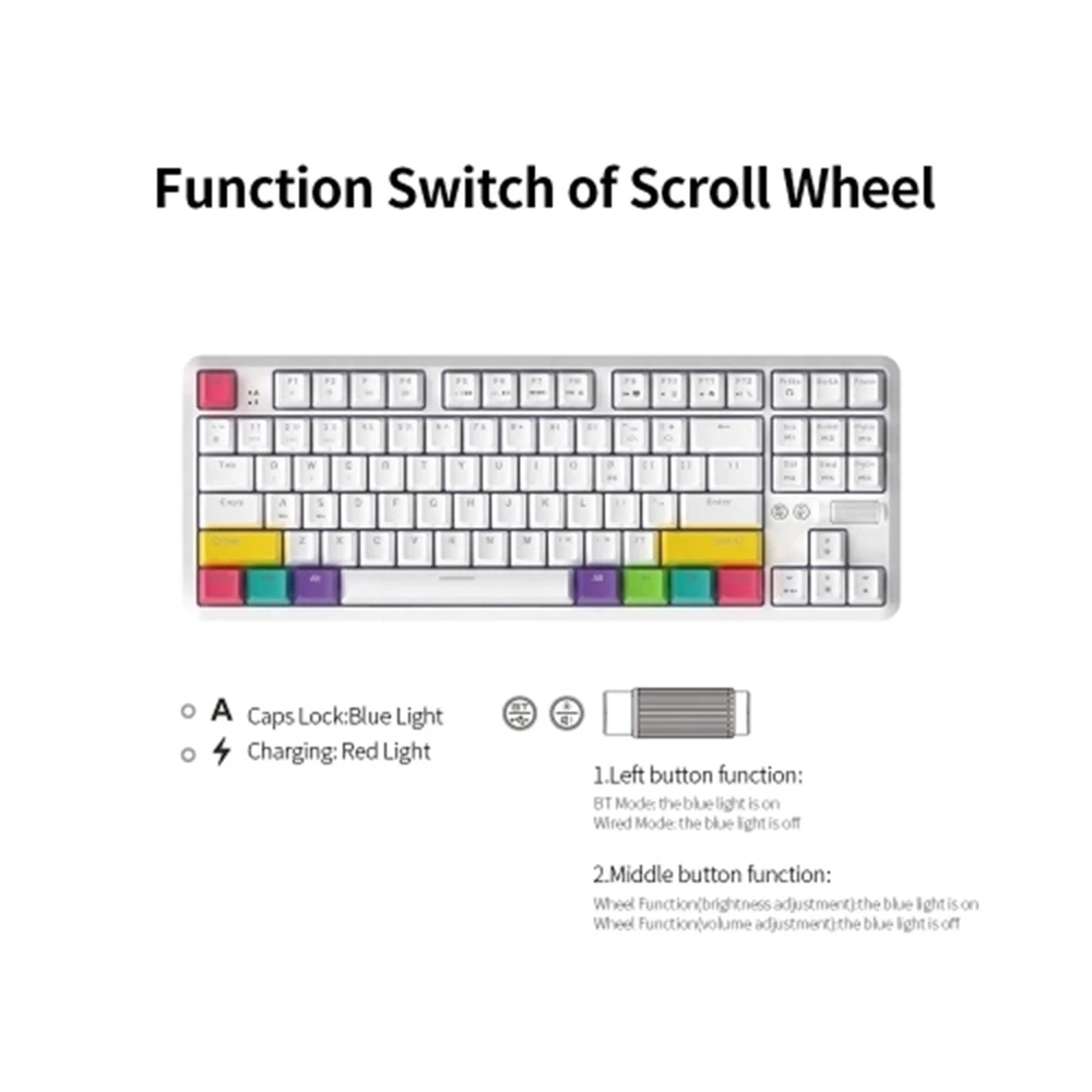 AJAZZ K870T RGB Mechanical Keyboard 87 Keys Wireless Bluetooth + Type-C Wired Dual Mode Mechanical Switch Gaming Keyboard - Black Switch - Image 5