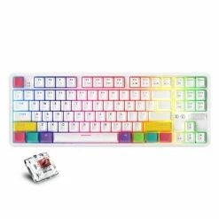 AJAZZ K870T RGB Mechanical Keyboard 87 Keys Wireless Bluetooth + Type-C Wired Dual Mode Mechanical Switch Gaming Keyboard - Brown Switch