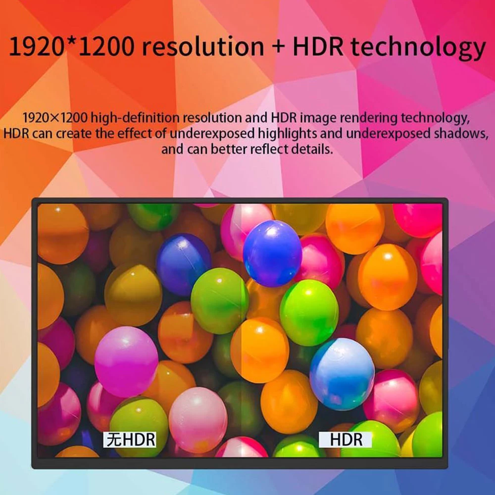 AOSIMAN 140FCC Portable 14 Inch Monitor 1920*1200 Resolution + HDR IPS Panel Plastic Shell Dual Speakers With Stand - JP Plug - Image 5