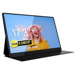AOSIMAN 173FCC Portable Monitor Double Blind Insertion, 17.3'' IPS Screen With Resolution Of 1920*1080, 300CD Brightness
