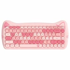 Ajazz 3060i Bluetooth Wireless Keyboard Cute Pet Design 84 Keys Support Mac IOS Windows Android - Pink
