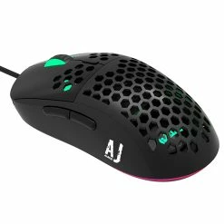 Ajazz AJ380R Ultralight Wired Mouse RGB Light Adjustable 12400DPI MAX PAW3327 Sensor Compatible With Windows 2000/XP/Vista/7/8/10 - Black