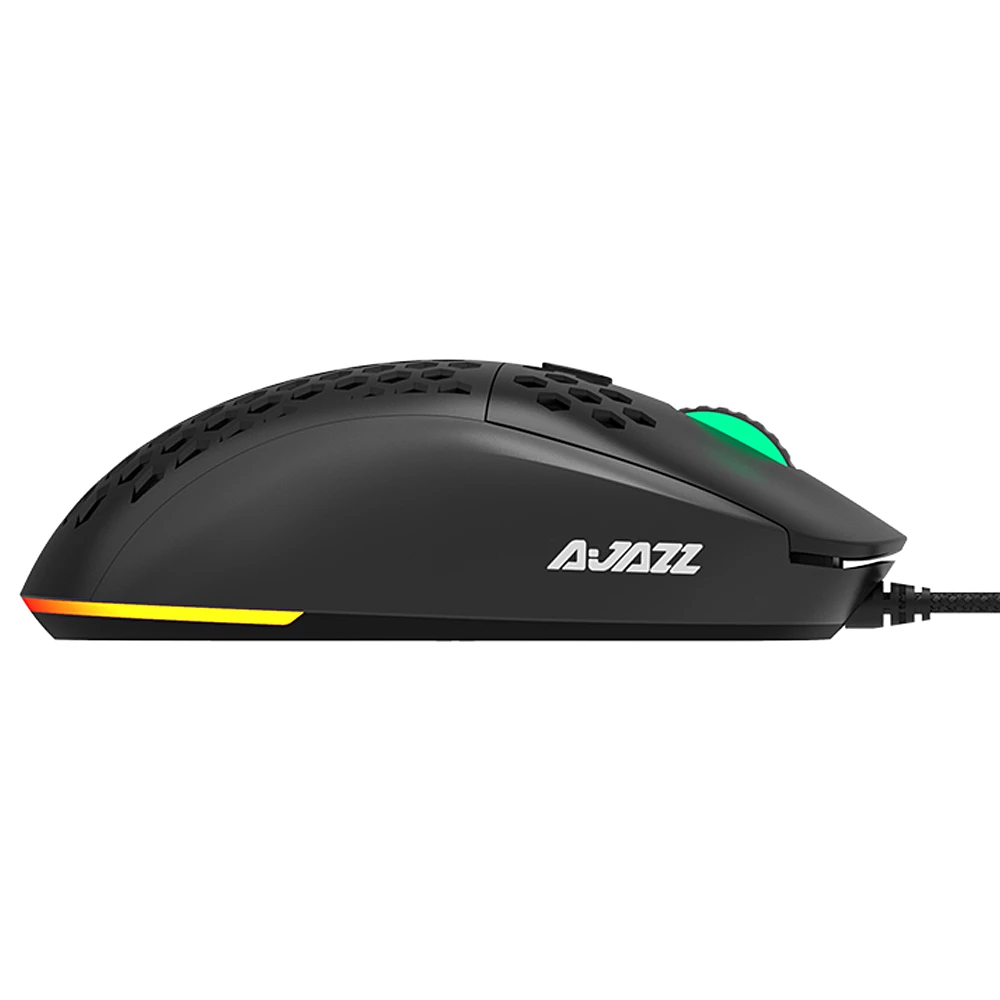 Ajazz AJ380R Ultralight Wired Mouse RGB Light Adjustable 12400DPI MAX PAW3327 Sensor Compatible With Windows 2000/XP/Vista/7/8/10 - Black - Image 2
