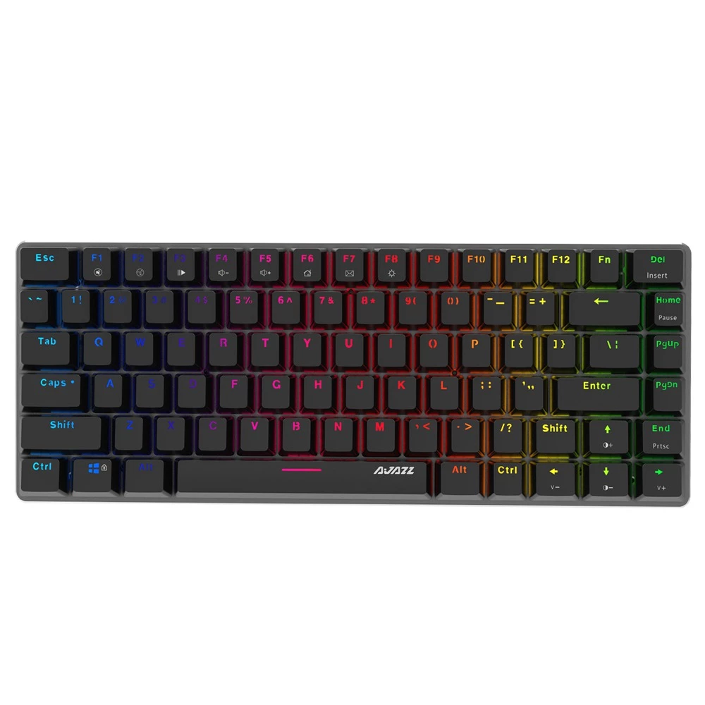 AJAZZ AK33 Geek RGB Mechanical Keyboard, 82 Keys Layout, Blue Switches, Durable RGB Backlight, Anti-ghosting Ergonomic Aluminum Portable Wired Gaming Keyboard, Pluggable Cable, For Games Work And Daily Use - Black - Image 4