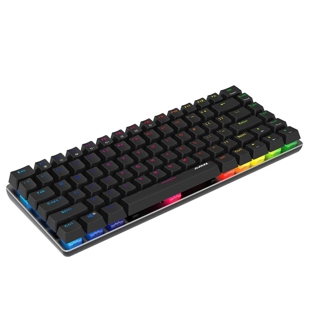 AJAZZ AK33 Geek RGB Mechanical Keyboard, 82 Keys Layout, Blue Switches, Durable RGB Backlight, Anti-ghosting Ergonomic Aluminum Portable Wired Gaming Keyboard, Pluggable Cable, For Games Work And Daily Use - Black - Image 2