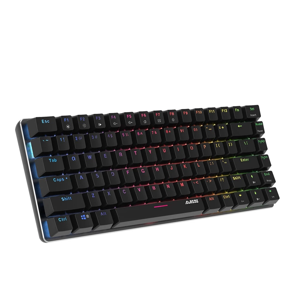 AJAZZ AK33 Geek RGB Mechanical Keyboard, 82 Keys Layout, Blue Switches, Durable RGB Backlight, Anti-ghosting Ergonomic Aluminum Portable Wired Gaming Keyboard, Pluggable Cable, For Games Work And Daily Use - Black - Image 5