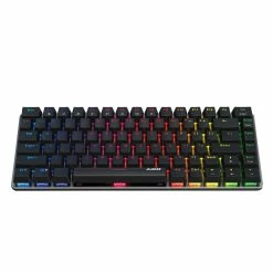 AJAZZ AK33 Geek RGB Mechanical Keyboard, 82 Keys Layout, Blue Switches, Durable RGB Backlight, Anti-ghosting Ergonomic Aluminum Portable Wired Gaming Keyboard, Pluggable Cable, For Games Work And Daily Use - Black