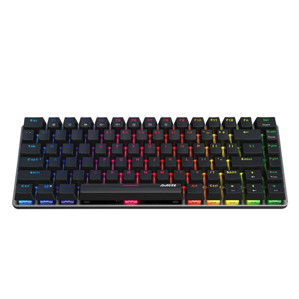 AJAZZ AK33 Geek RGB Mechanical Keyboard, 82 Keys Layout, Blue Switches, Durable RGB Backlight, Anti-ghosting Ergonomic Aluminum Portable Wired Gaming Keyboard, Pluggable Cable, For Games Work And Daily Use - Black