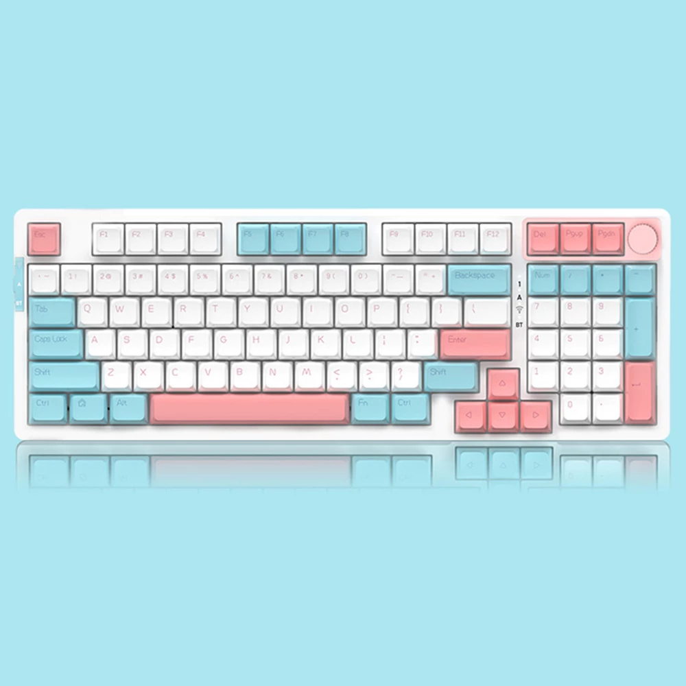 Ajazz AK966 96 Keys Hot Swappable Gasket 2.4Ghz/Bluetooth 5.0/Type-C Wired Triple Modes Mechanical Gaming Keyboard - Summer Dream - Image 3
