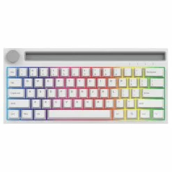 Ajazz K620T Bluetooth Wireless/Wired Dual Mode Mechanical Keyboard With 4400mA Battery RGB Backlit - White With Red Switch
