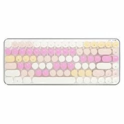 Ajazz K840T RGB Mechanical Keyboard Wired + Bluetooth + 2.4GHz Wireless Connection 84 Keys Blue Switch - Pink