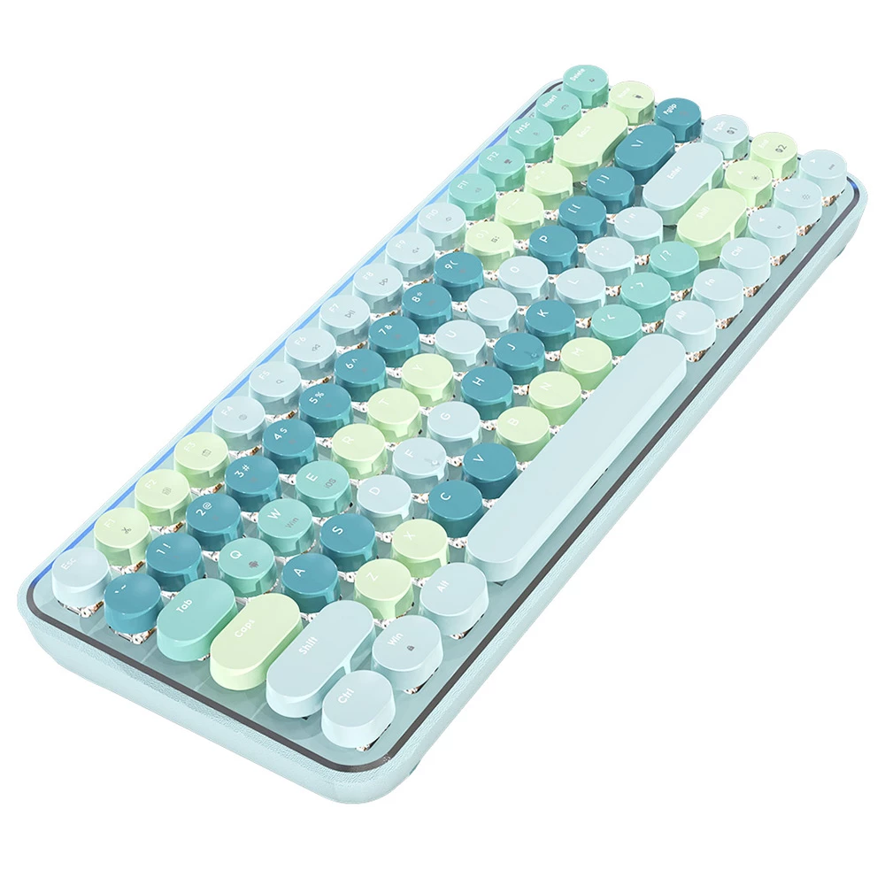 Ajazz K840T RGB Mechanical Keyboard Wired + Bluetooth + 2.4GHz Wireless Connection 84 Keys Red Switch - Green - Image 2