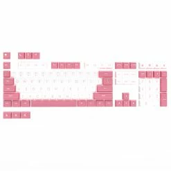 Ajazz PBT Double-shot Keycaps Keyboard Accessories For Ajazz 104, 87, 68, 108, 61 Keyboard - White Pink