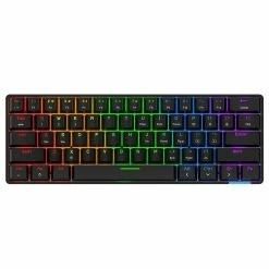 Ajazz STK61 61key Wired/Bluetooth Dual Mode Brown Switch Multi-color Backlight Mechanical Keyboard - Black
