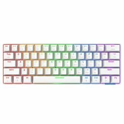 Ajazz STK61 61key Wired/Bluetooth Dual Mode Red Switch Multi-color Backlight Mechanical Keyboard - White