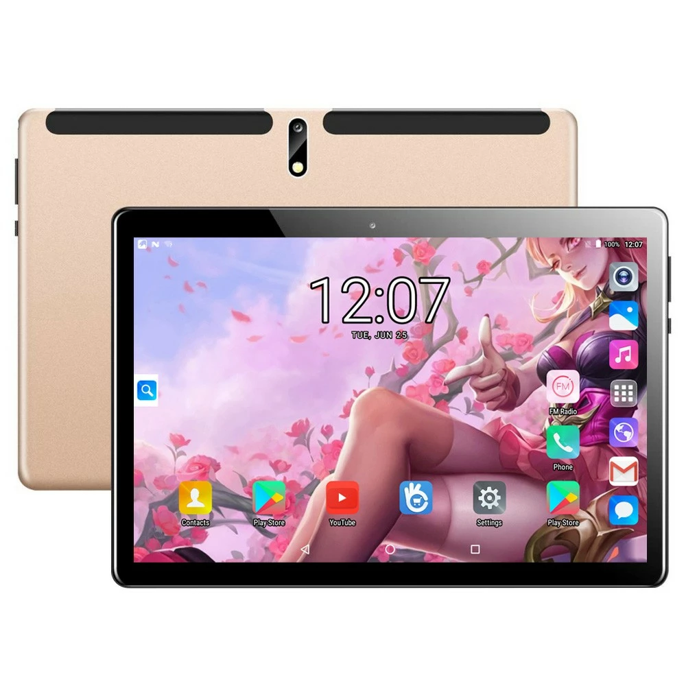 BDF M107 10.1 Inch 4G LTE Tablet For Kids Octa Core 2GB+32GB Android 10 8MP+2MP Dual Camera With Leather Case - Golden - Image 2