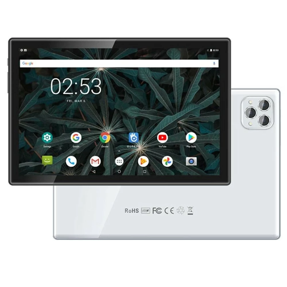 BDF P50 10.1 Inch Tablet 4GB RAM 128GB ROM MTK6762 Octa-Core CPU Android 11, 5MP+2MP Camera 6000mAh Battery - White