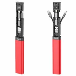 BUDI Multi-function Cable Stick 6 Types Cable SIM KIT TF Card Memory Reader Phone Cradle - Red