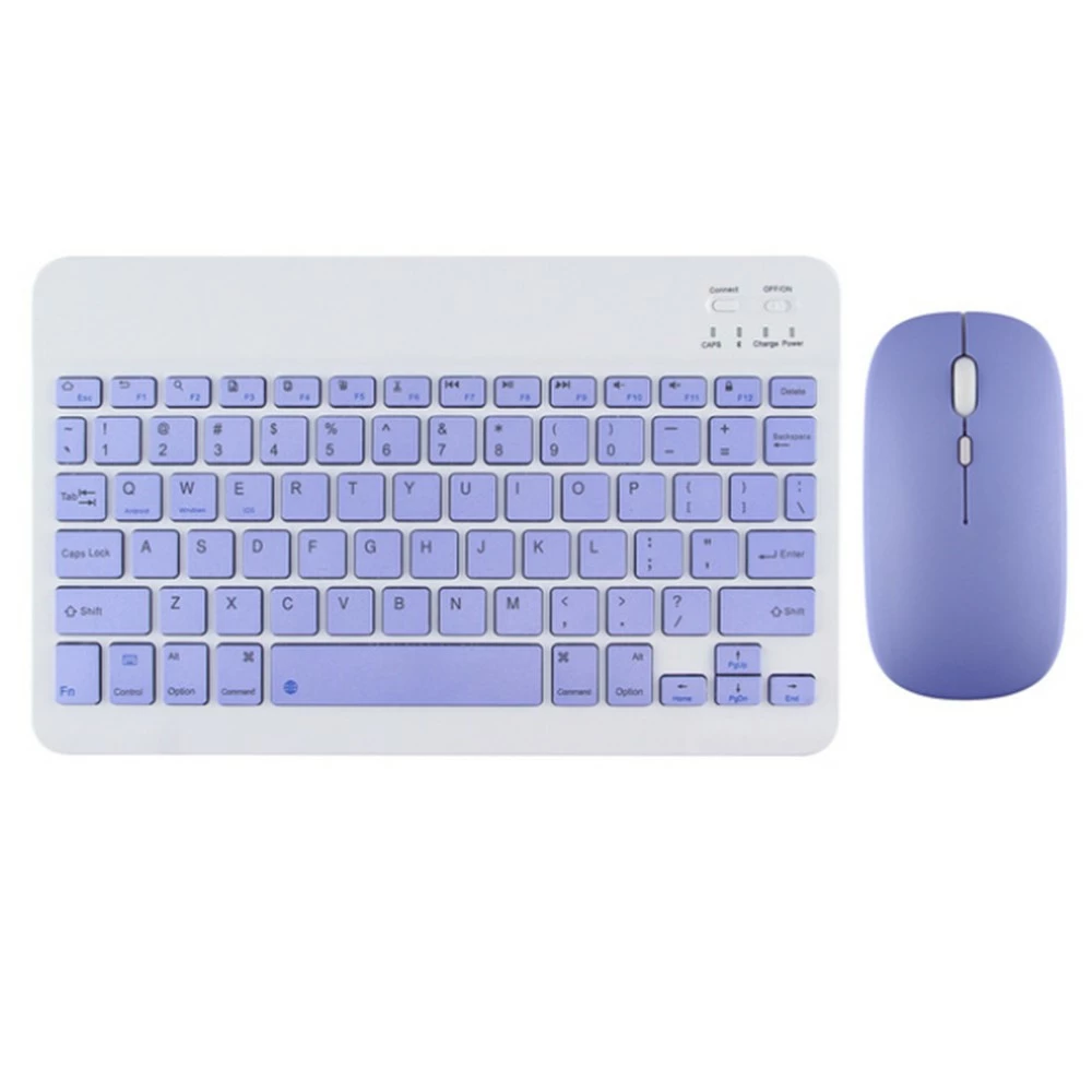 Bluetooth Wireless Keyboard Mouse Set For Android IOS Windows Phone Tablet - Purple