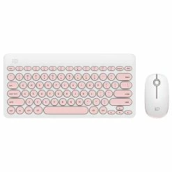 FD IK6620 2.4G Ergonomic Wireless Slim Keyboard Mouse Combos For Home Office - Pink