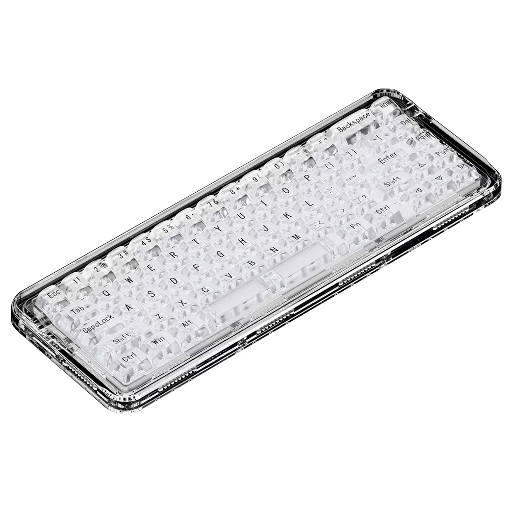 FirstBlood B67 65% Full Acrylic Gasket Mount Wired/Bluetooth/2.4G Triple Mode RGB Mechanical Keyboard - Crystal Clear - Image 2