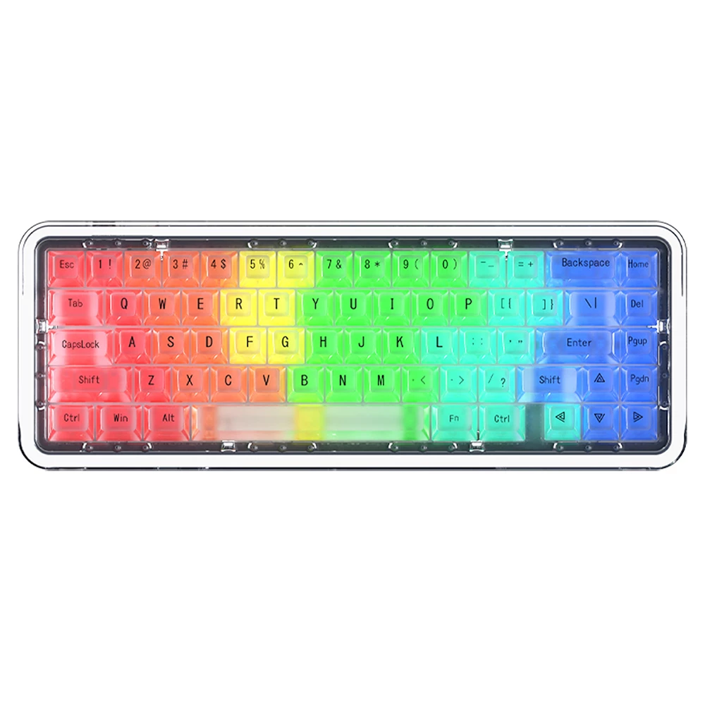 FirstBlood B67 65% Full Acrylic Gasket Mount Wired/Bluetooth/2.4G Triple Mode RGB Mechanical Keyboard - Crystal Clear - Image 4