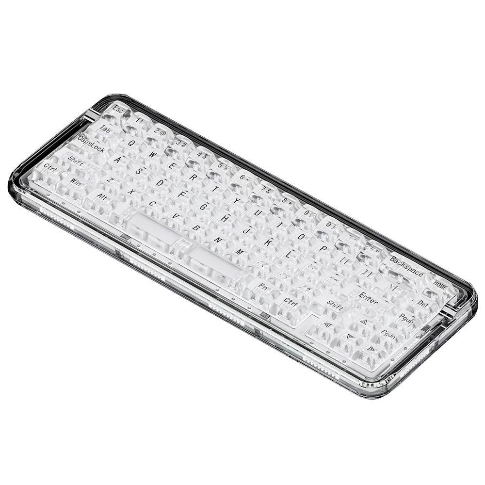 FirstBlood B67 65% Full Acrylic Gasket Mount Wired/Bluetooth/2.4G Triple Mode RGB Mechanical Keyboard - Crystal Clear - Image 5