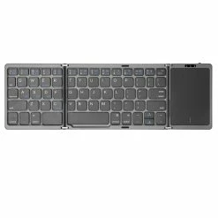 Foldable Bluetooth Wireless Keyboard Rechargeable With Touchpad For Windows, IOS, Android Tablet, Smartphone - Grey