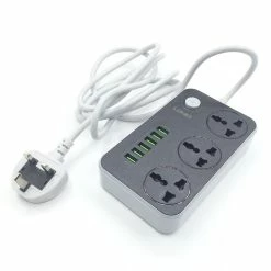LDNIO SC3604 Power Strip Socket With 3-pin UK Plug And Fuse, 6 USB Charging Ports Wiring Board, 3 Power Socket Ports