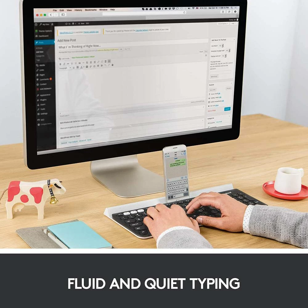 Logitech K780 Multi-Device Ultra-thin Wireless Bluetooth Full-size Keyboard 2.4GHz For Smartphone / Tablet - Black - Image 4