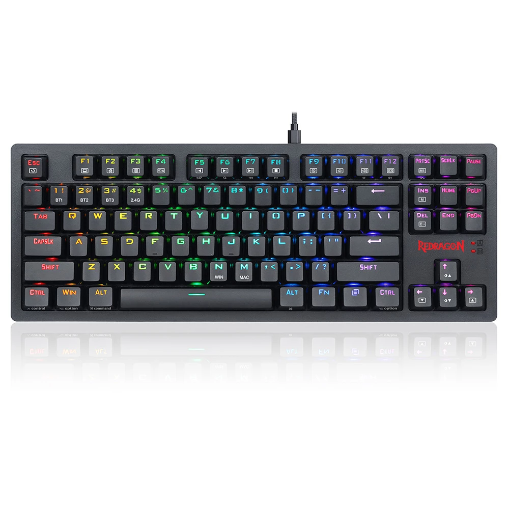 Redragon K598P-KRS RGB TKL Wireless Mechanical Keyboard Bluetooth/2.4Ghz/Wired Tri-Mode Red Switch For Win/Mac - Black - Image 2