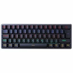 Redragon K615-R Elise Wired Rainbow Backlit Mechanical Keyboard Ultra-Thin 61 Keys Blue Switch German Layout-Black