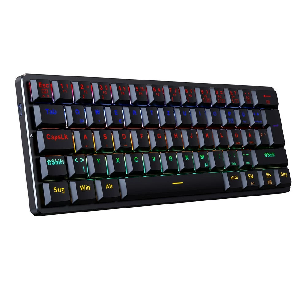 Redragon K615-R Elise Wired Rainbow Backlit Mechanical Keyboard Ultra-Thin 61 Keys Blue Switch German Layout-Black - Image 2