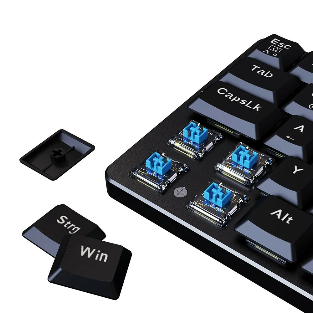 Redragon K615-R Elise Wired Rainbow Backlit Mechanical Keyboard Ultra-Thin 61 Keys Blue Switch German Layout-Black - Image 5