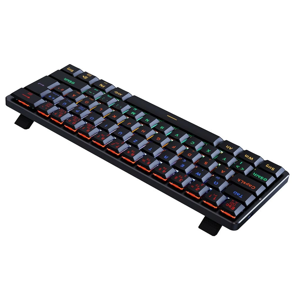 Redragon K615-R Elise Wired Rainbow Backlit Mechanical Keyboard Ultra-Thin 61 Keys Blue Switch German Layout-Black - Image 6