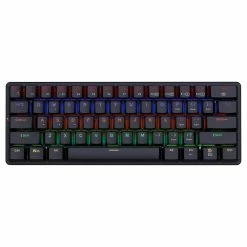 Redragon K615-R Elise Wired Rabinbow LED Backlight Mechanical Keyboard, Ultra-Thin 61 Keys Blue Switch - Black