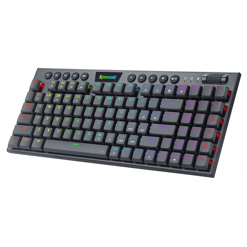 Redragon K625P-KB Yi Wired RGB Backlit Mechanical Keyboard, Ultra-Thin Low Profile 94 Keys Red Switch - Black - Image 2