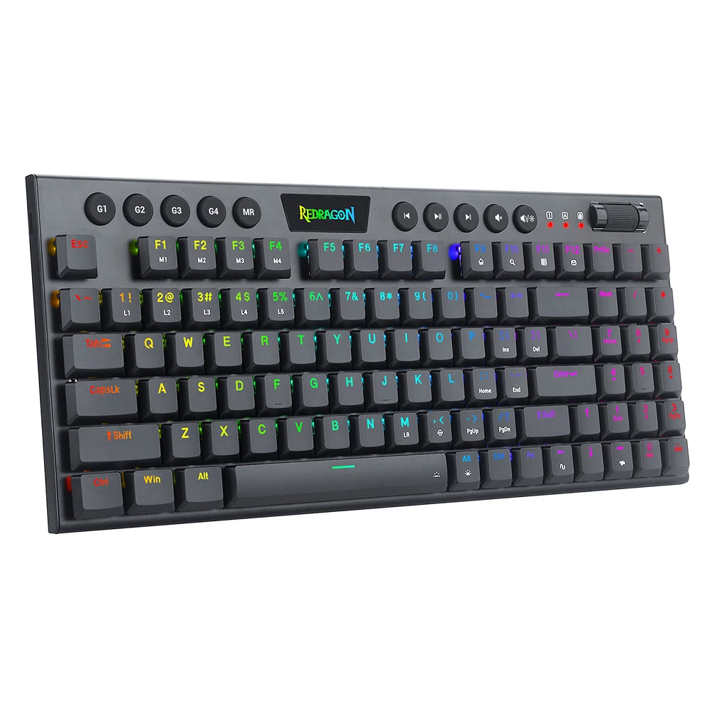 Redragon K625P-KB Yi Wired RGB Backlit Mechanical Keyboard, Ultra-Thin Low Profile 94 Keys Red Switch - Black - Image 3