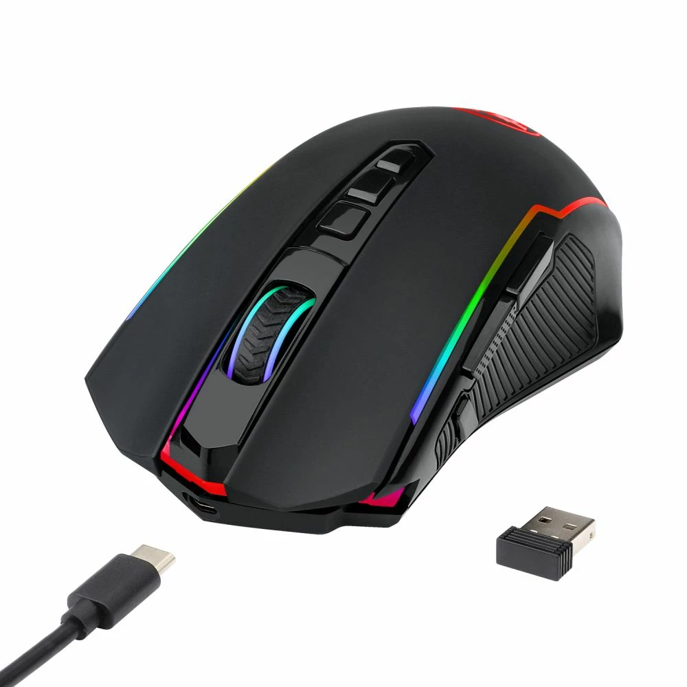 Redragon M910-KS RANGER LITE RGB 2.4G Wireless/Wired Dual Modes Gaming Mouse 8000 DPI With Rapid Fire Buttons - Black - Image 2