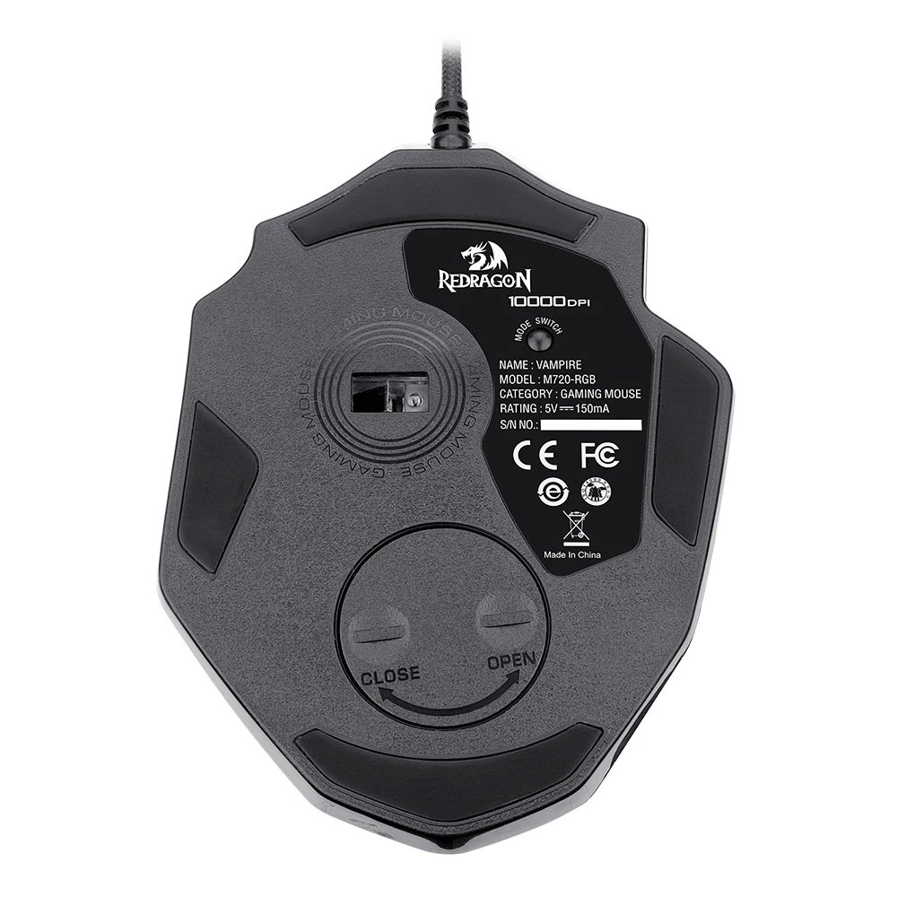 Redragon M720-RGB Vampire Wired Gaming Mouse, 10000 DPI, 7 Buttons Programmable, Built-in Weight Tuning - Black - Image 5