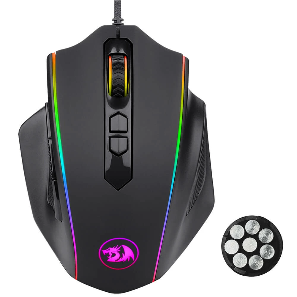 Redragon M720-RGB Vampire Wired Gaming Mouse, 10000 DPI, 7 Buttons Programmable, Built-in Weight Tuning - Black