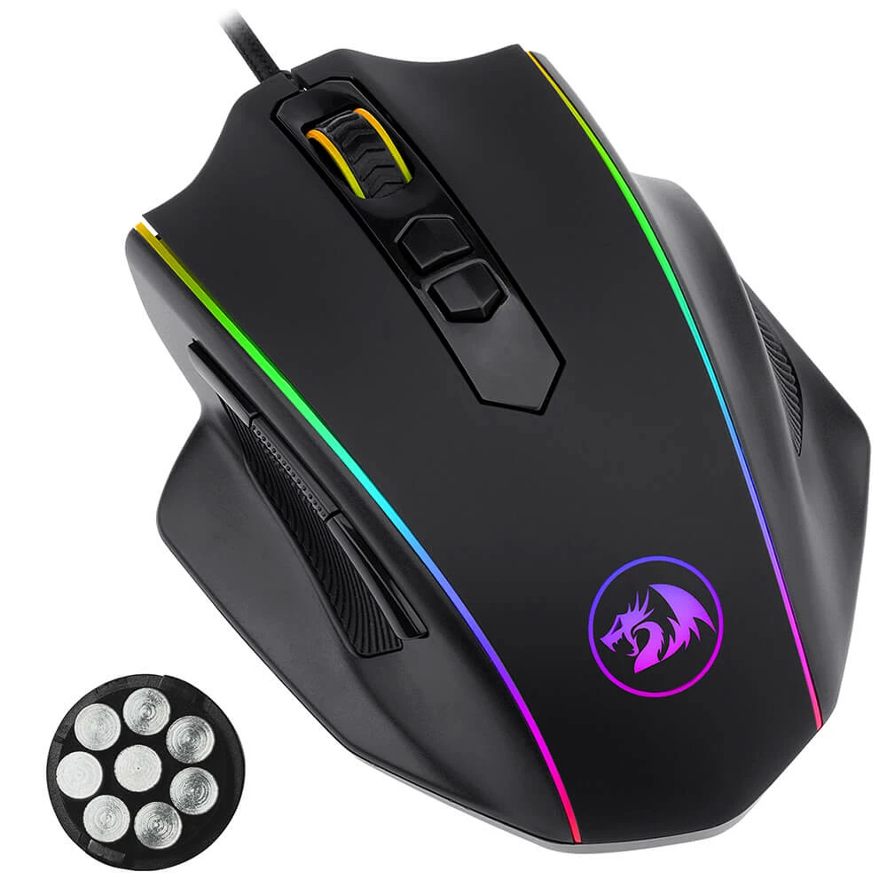Redragon M720-RGB Vampire Wired Gaming Mouse, 10000 DPI, 7 Buttons Programmable, Built-in Weight Tuning - Black - Image 3
