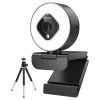 Spedal AF962 Webcam HD1080P With Ring Light And Zoom Lens, 3 Level Adjustable Brightness, With Tripod And Microphones