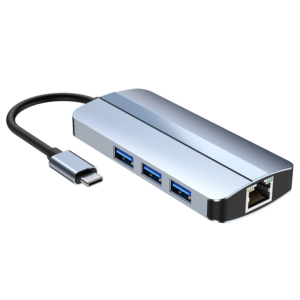 Type-C Hub 6 In 1 USB C To 4K HDMI+1000M RJ45+PD 100W Charge+USB 3.0*3 Dock For MacBook Windows Laptop - Image 3